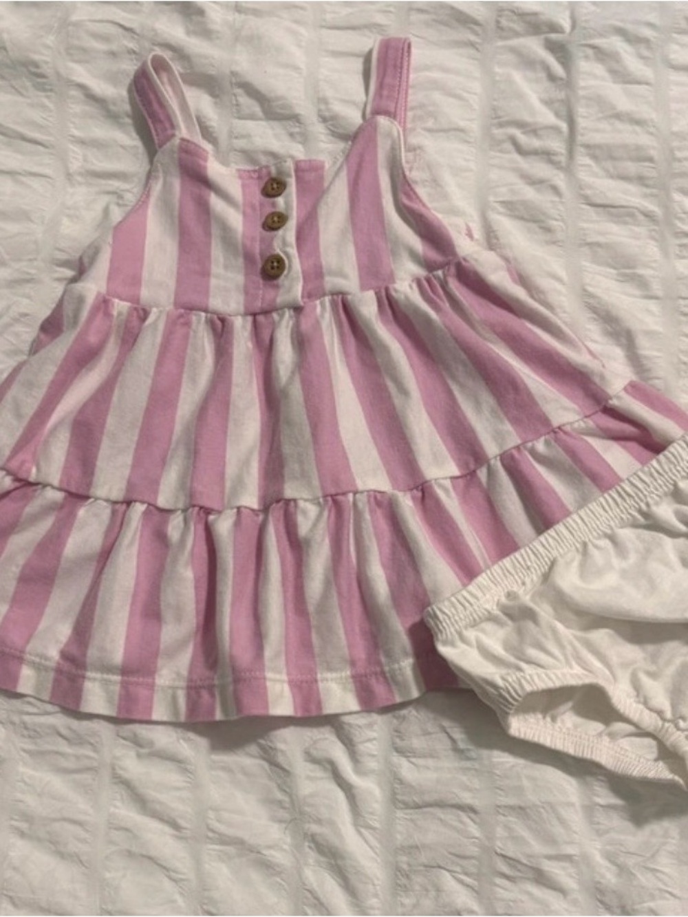Carter’s Pink & White Striped Dress + Bloomer Set 3M